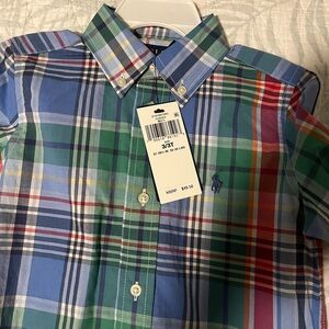 Polo by Ralph Lauren Kids Blue and Green Plaid Shirt